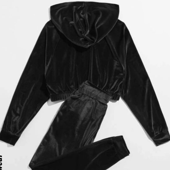 O-ring Zip Up Velvet Sweatpants Set - Picture 2 of 6